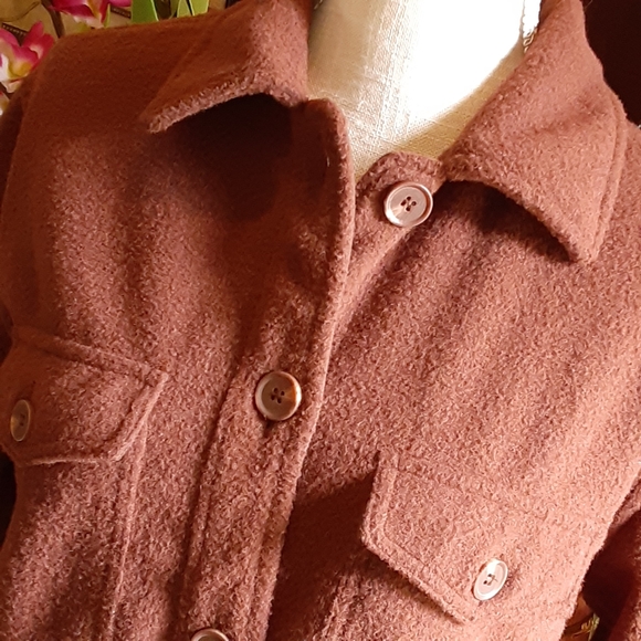 Joie Polyester Fleece Button Front Pocketed Shirt Size Small Cocoa - Picture 9 of 10